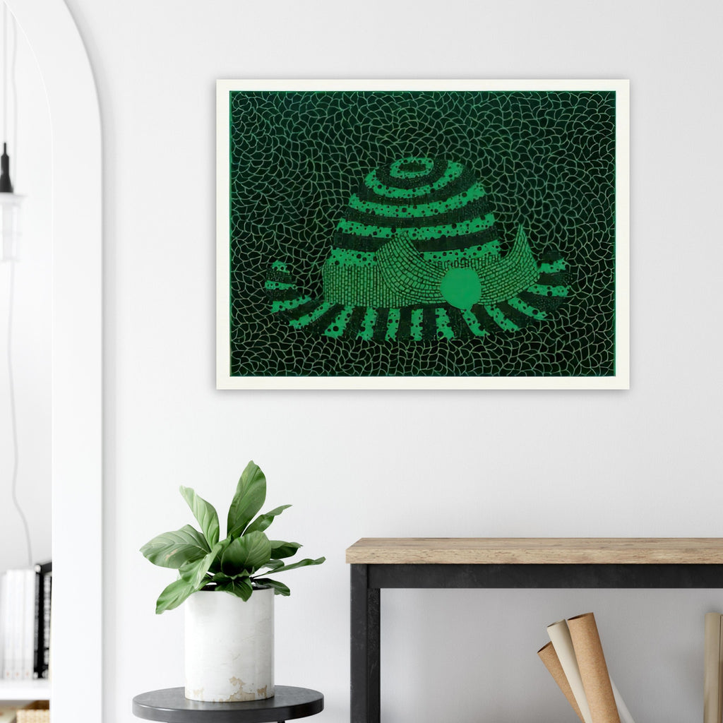 Yayoi Kusama poster — Hat (Green) presents a familiar accessory as an exercise in changing color and graphic character