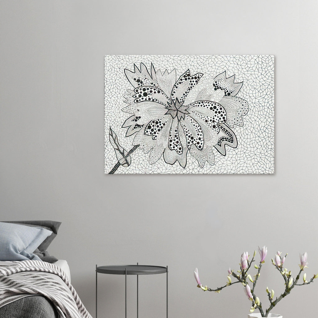 Yayoi Kusama canvas print — Flower (A–B) places two designated botanical variations together in a single listing