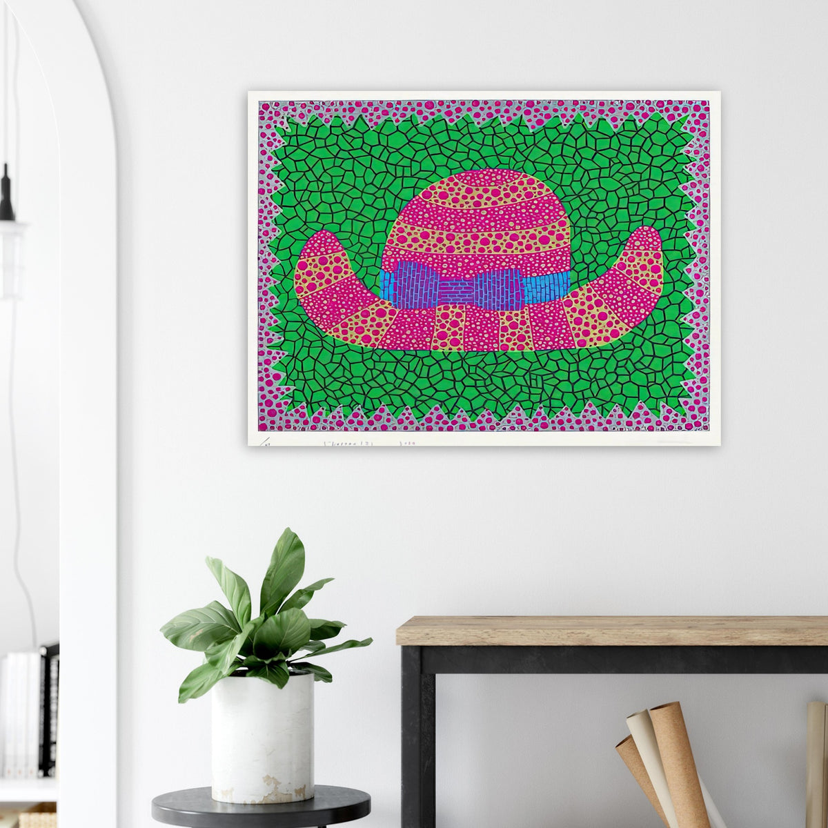 Yayoi Kusama poster — Hat II turns an everyday hat into a subject for playful observation