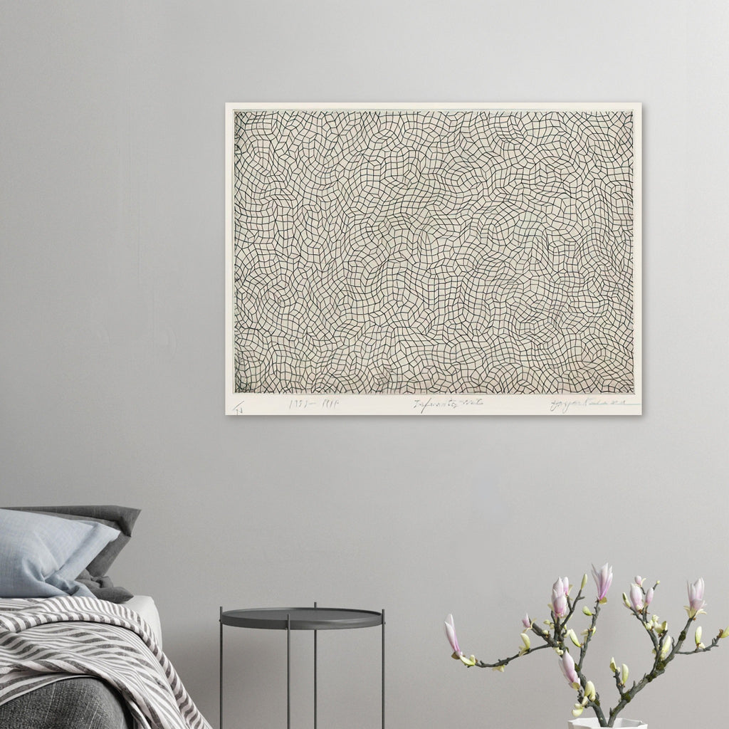Yayoi Kusama poster — Infinity Nets [Kusama 51] explores Kusama’s Infinity Net as a field built from countless repeated marks