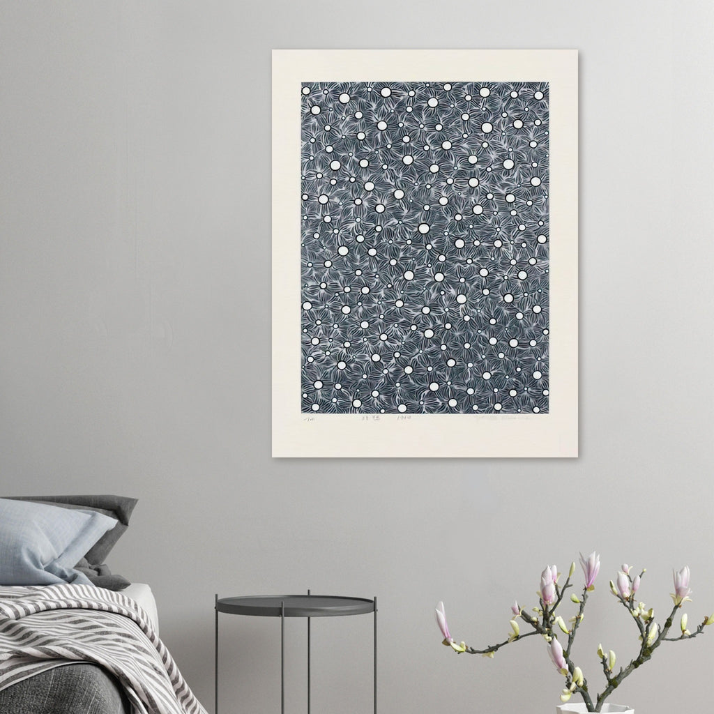 Yayoi Kusama poster — The title Meditation frames this artwork as an exercise in focused looking