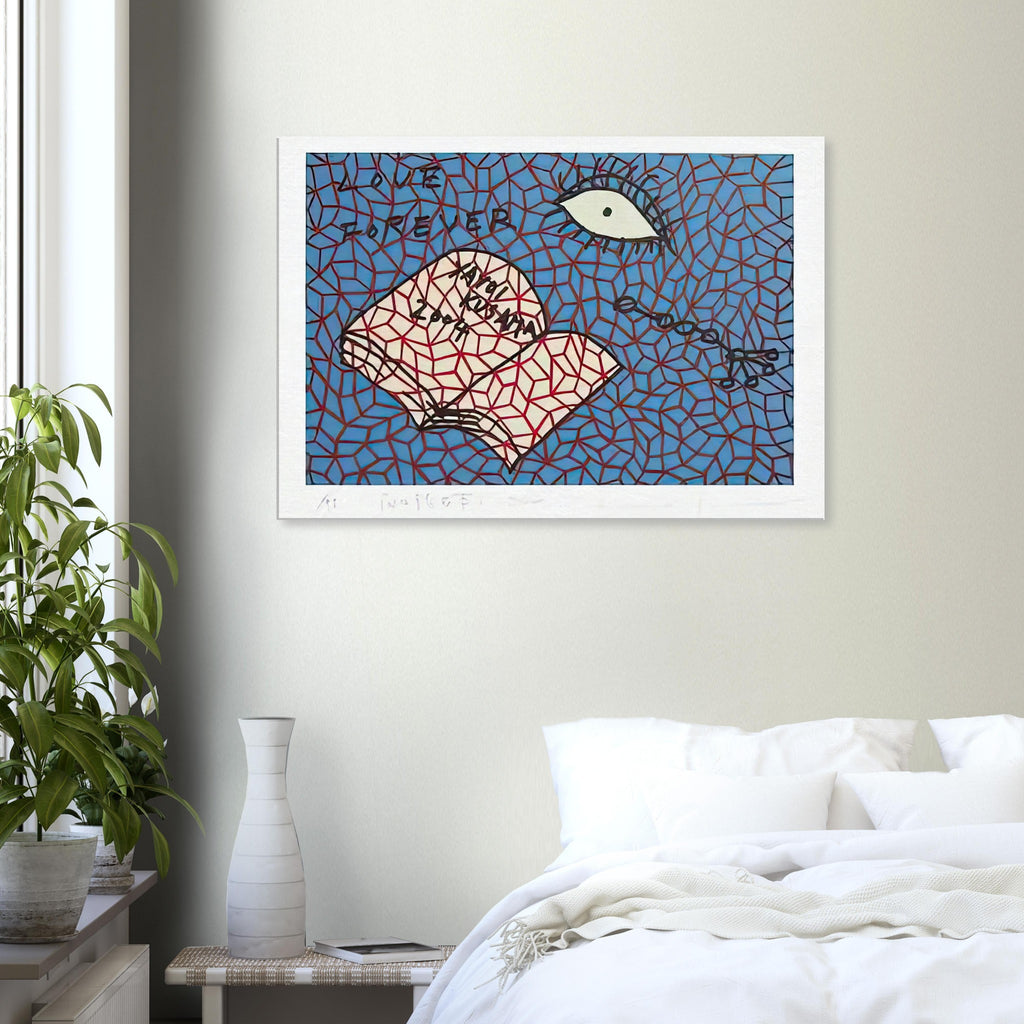 Yayoi Kusama canvas print — Book to Read at Night E places an illustrated book at the center of a strange, poetic visual world