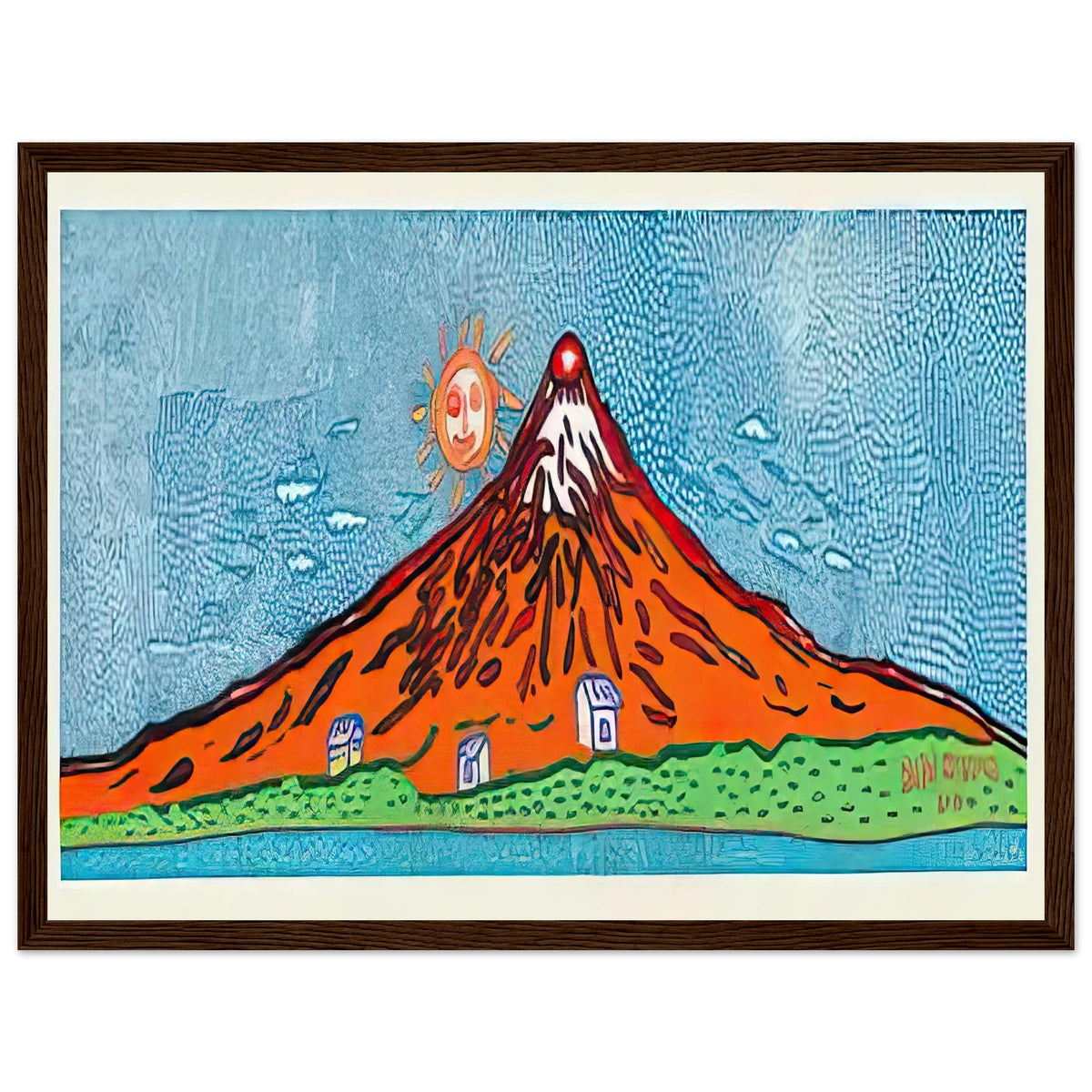 Yayoi Kusama framed print — Mt, dark wood frame, 30x40 cm / 12x16″