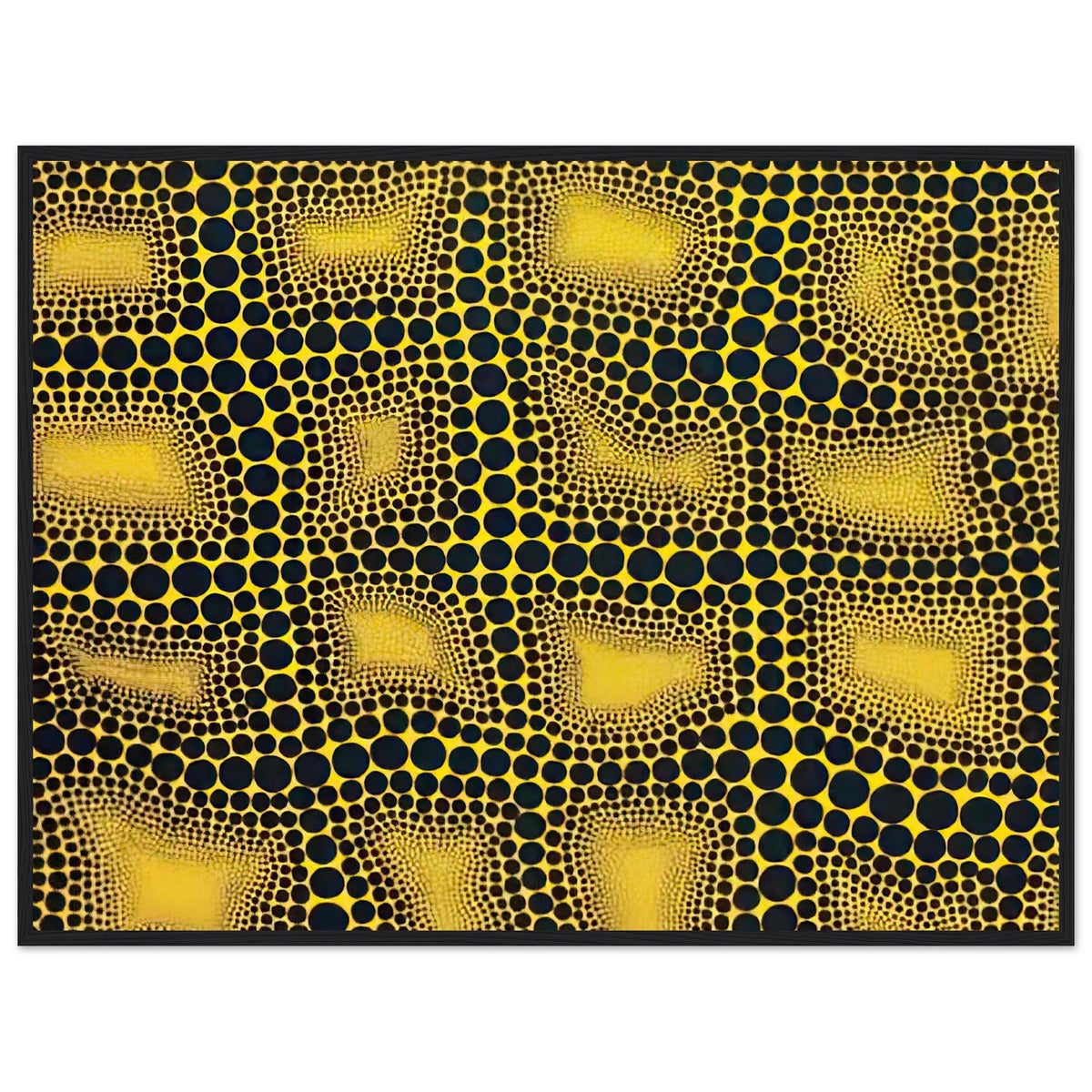 Yayoi Kusama framed print — Town introduces a built environment into Kusama’s range of natural and domestic subjects, black frame, 60x80 cm / 24x32″