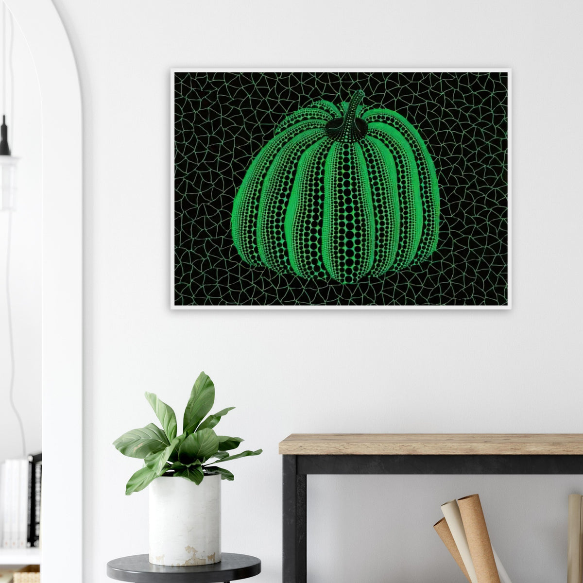 Yayoi Kusama framed print — Pumpkin (GY) is one precisely named variation on Yayoi Kusama’s iconic pumpkin theme