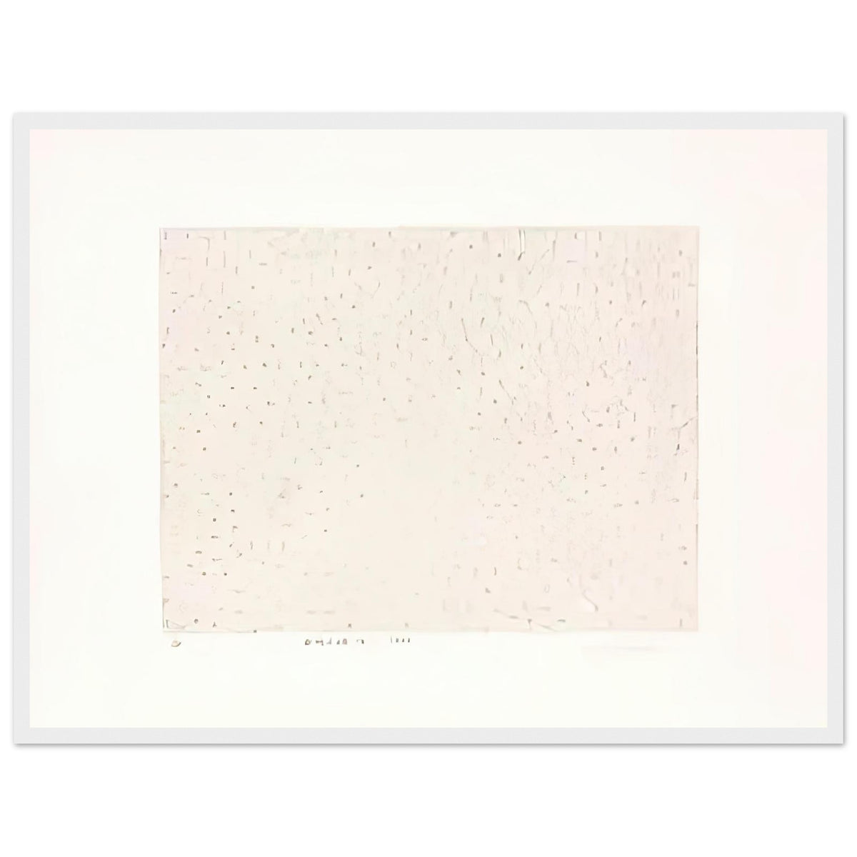 Yayoi Kusama framed print — Infinity Nets (B) [Kusama 204] explores Kusama’s Infinity Net as a field built from countless repeated marks, white frame, 45x60 cm / 18x24″