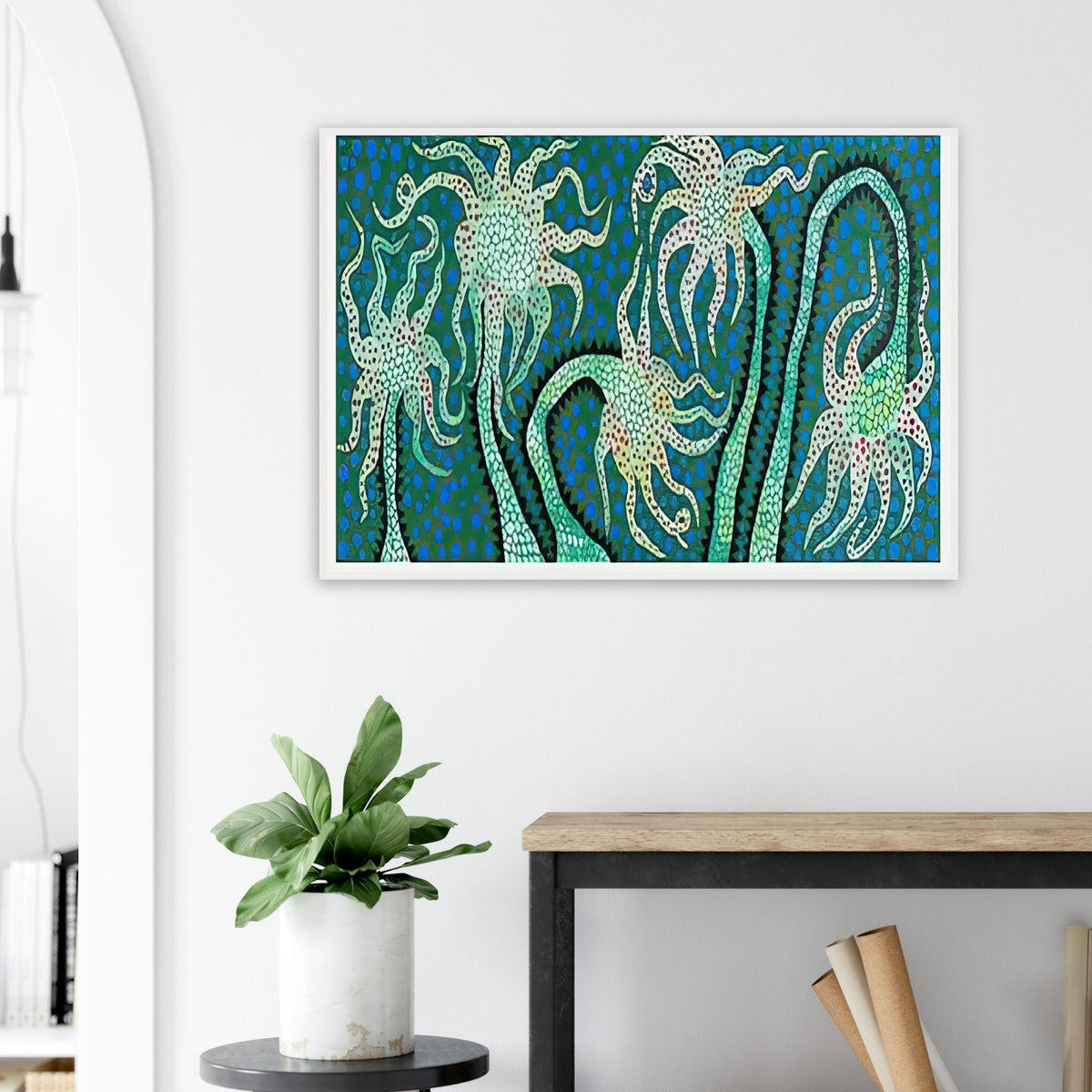 Yayoi Kusama framed print — Night Flowers (B) explores the mystery of blossoms after dark