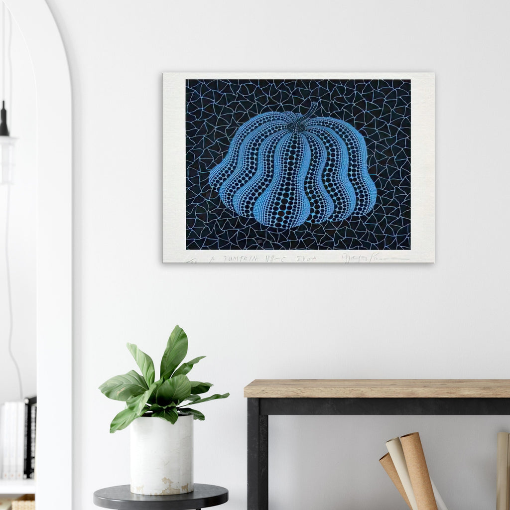 Yayoi Kusama canvas print — Pumpkin (BB-C) [Kusama 330] revisits Kusama’s best-known vegetable through the relationship between its distinctive form and repeating ornament