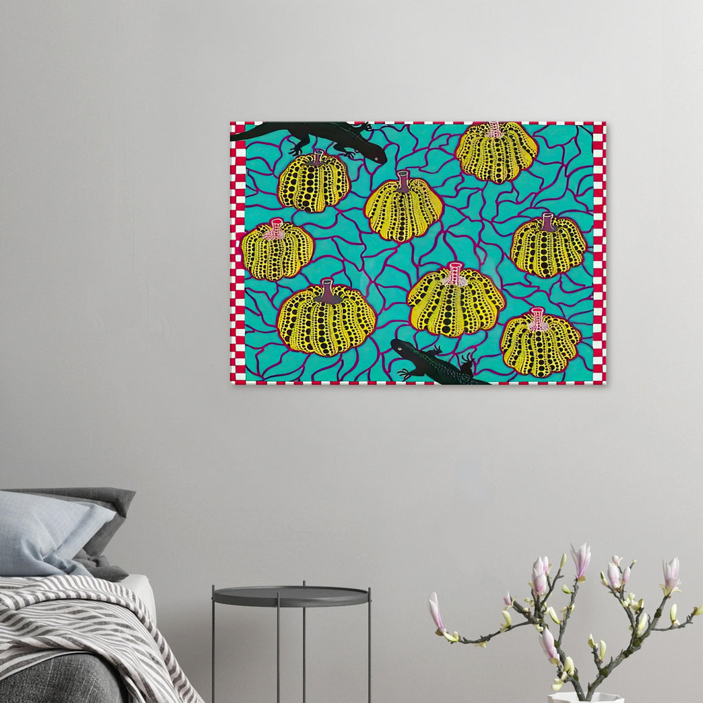 Yayoi Kusama canvas print — Black Lizards introduces a less familiar animal motif into Kusama’s vocabulary of living creatures and repeating patterns