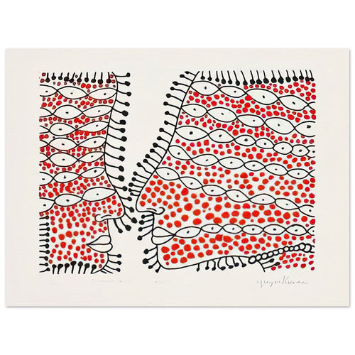 Yayoi Kusama poster — Beginning of Love suggests an intimate emotional moment expressed through Kusama’s recurring language of patterns and simple forms, 75x100 cm / 30x40″