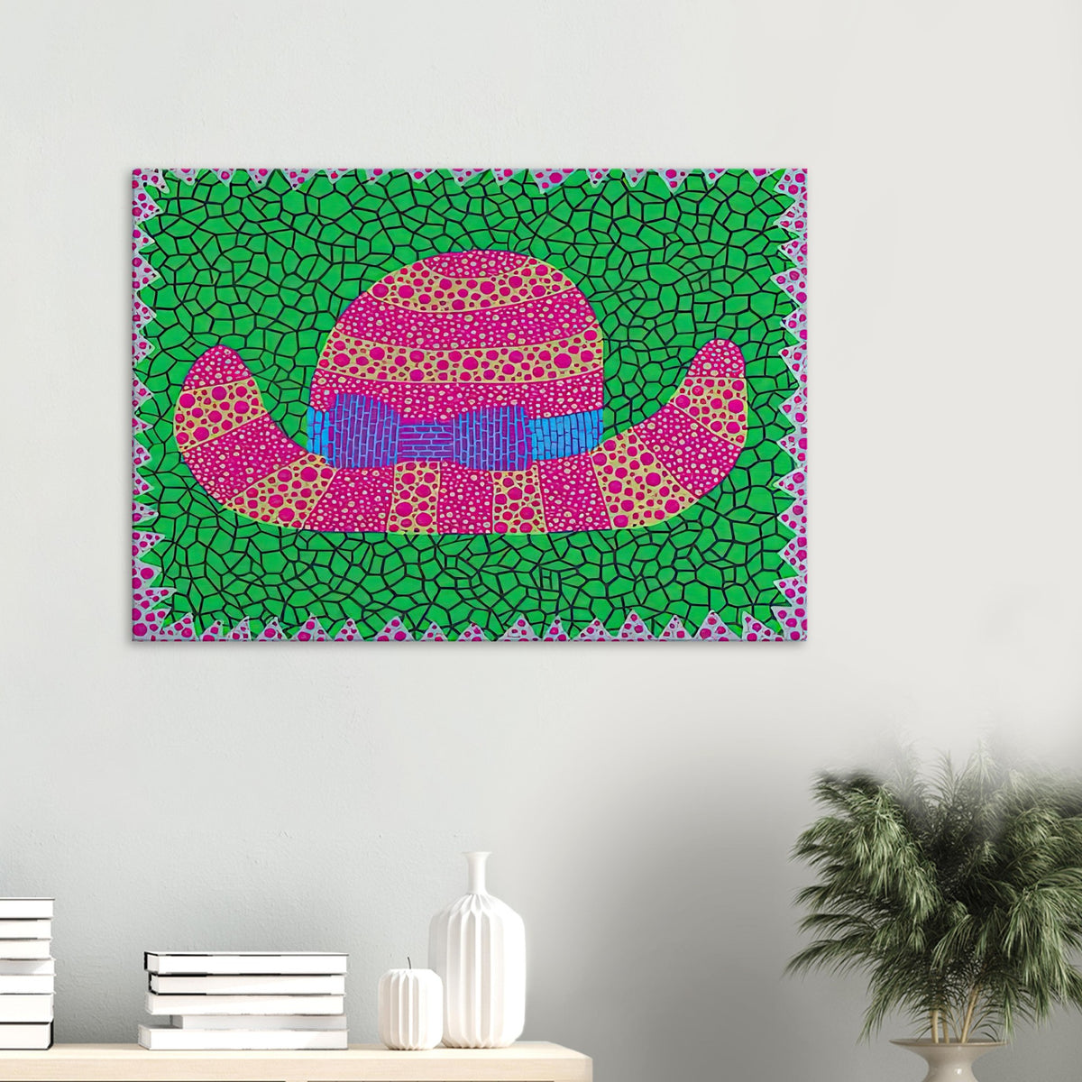 Yayoi Kusama canvas print — Hat II turns an everyday hat into a subject for playful observation