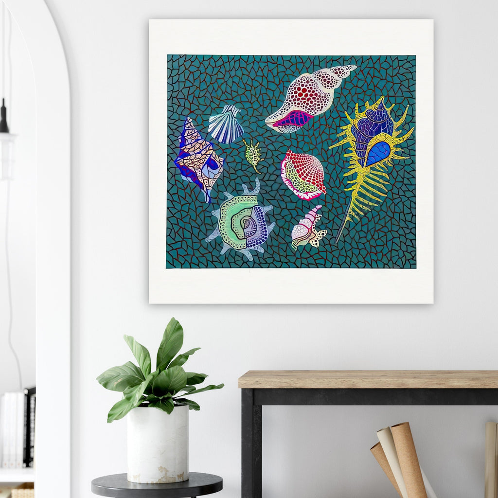 Yayoi Kusama poster — Shellfish poster by Yayoi Kusama explores shellfish forms as an intimate marine still-life subject