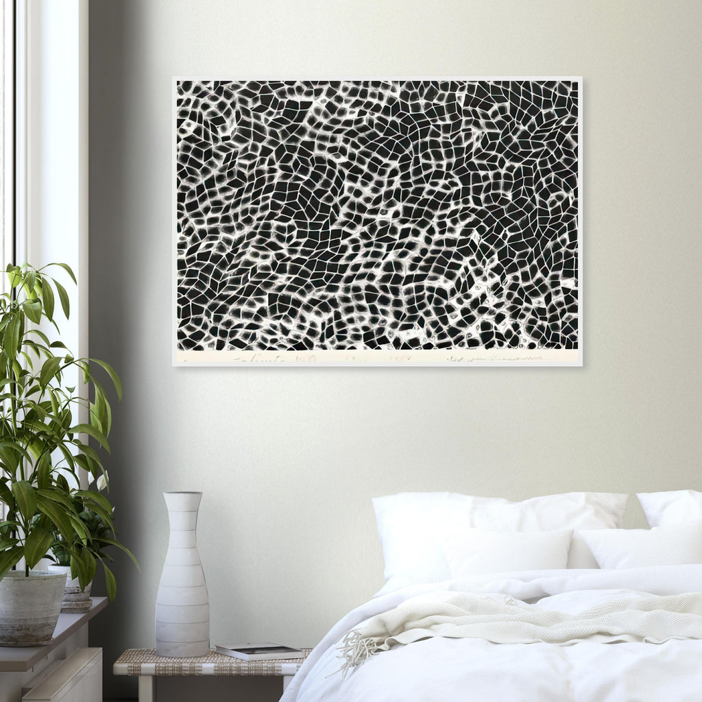 Yayoi Kusama framed print — Infinity Nets (Image 4) explores Kusama’s Infinity Net as a field built from countless repeated marks