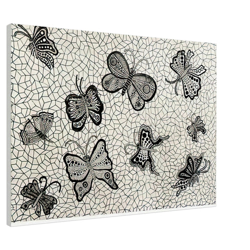 Yayoi Kusama canvas print — Butterflies draws on the delicate symmetry and movement of a familiar insect, a recurring subject in Kusama’s printmaking, 70x100 cm / 28x40″