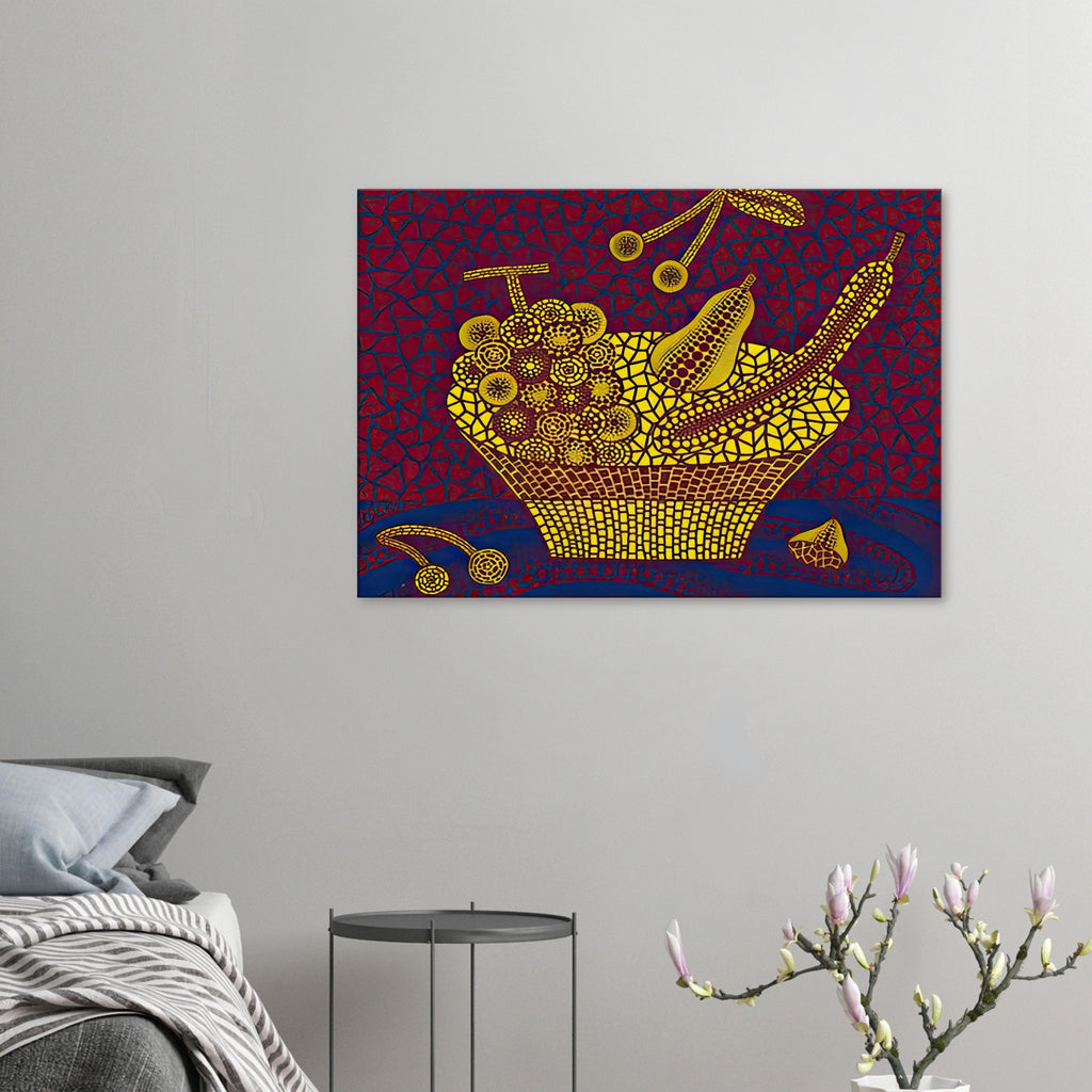 Yayoi Kusama canvas print — Fruit Basket (2) by Yayoi Kusama explores one of the artist’s recurring subjects: the abundance of ordinary fruit