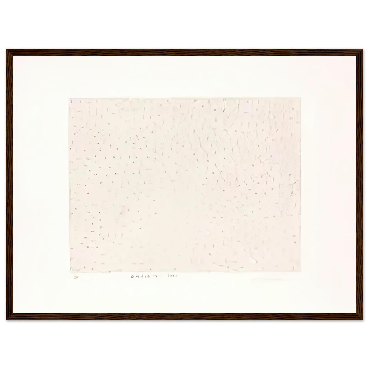 Yayoi Kusama framed print — Infinity Nets (B) [Kusama 204] explores Kusama’s Infinity Net as a field built from countless repeated marks, dark wood frame, 45x60 cm / 18x24″
