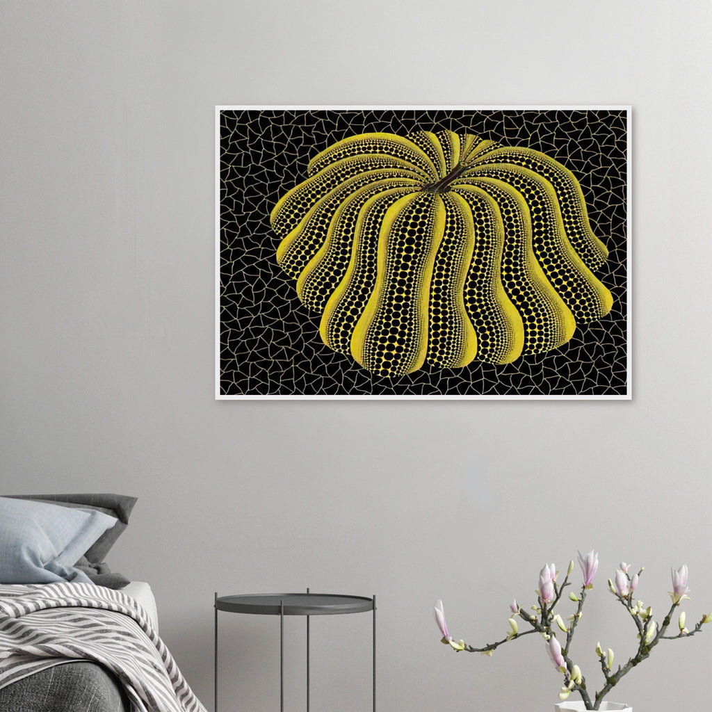 Yayoi Kusama framed print — Napping Pumpkin gives the artist’s beloved gourd a gently humorous, almost human personality