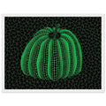 Yayoi Kusama framed print — Pumpkin (GY) is one precisely named variation on Yayoi Kusama’s iconic pumpkin theme, white frame, 30x40 cm / 12x16″