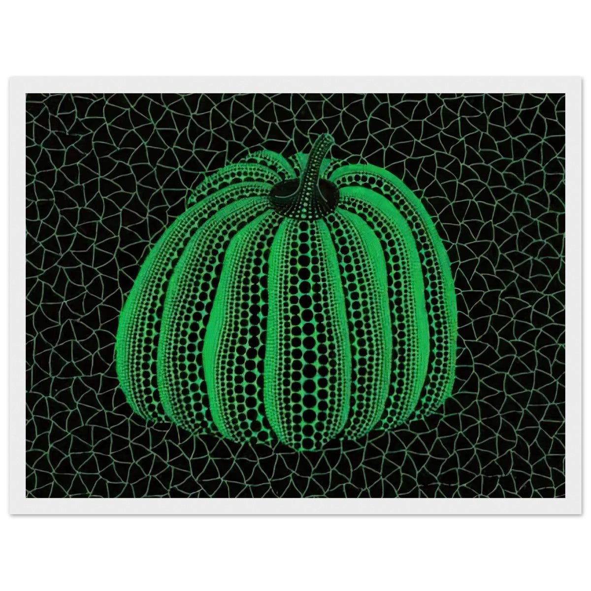 Yayoi Kusama framed print — Pumpkin (GY) is one precisely named variation on Yayoi Kusama’s iconic pumpkin theme, white frame, 30x40 cm / 12x16″