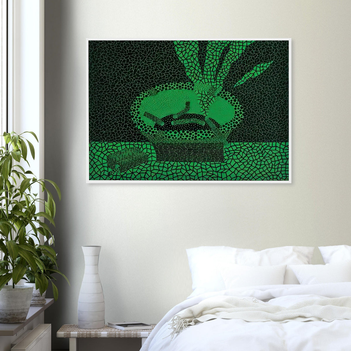Yayoi Kusama framed print — The familiar outline of an ashtray becomes unexpectedly compelling in this early Kusama still-life subject