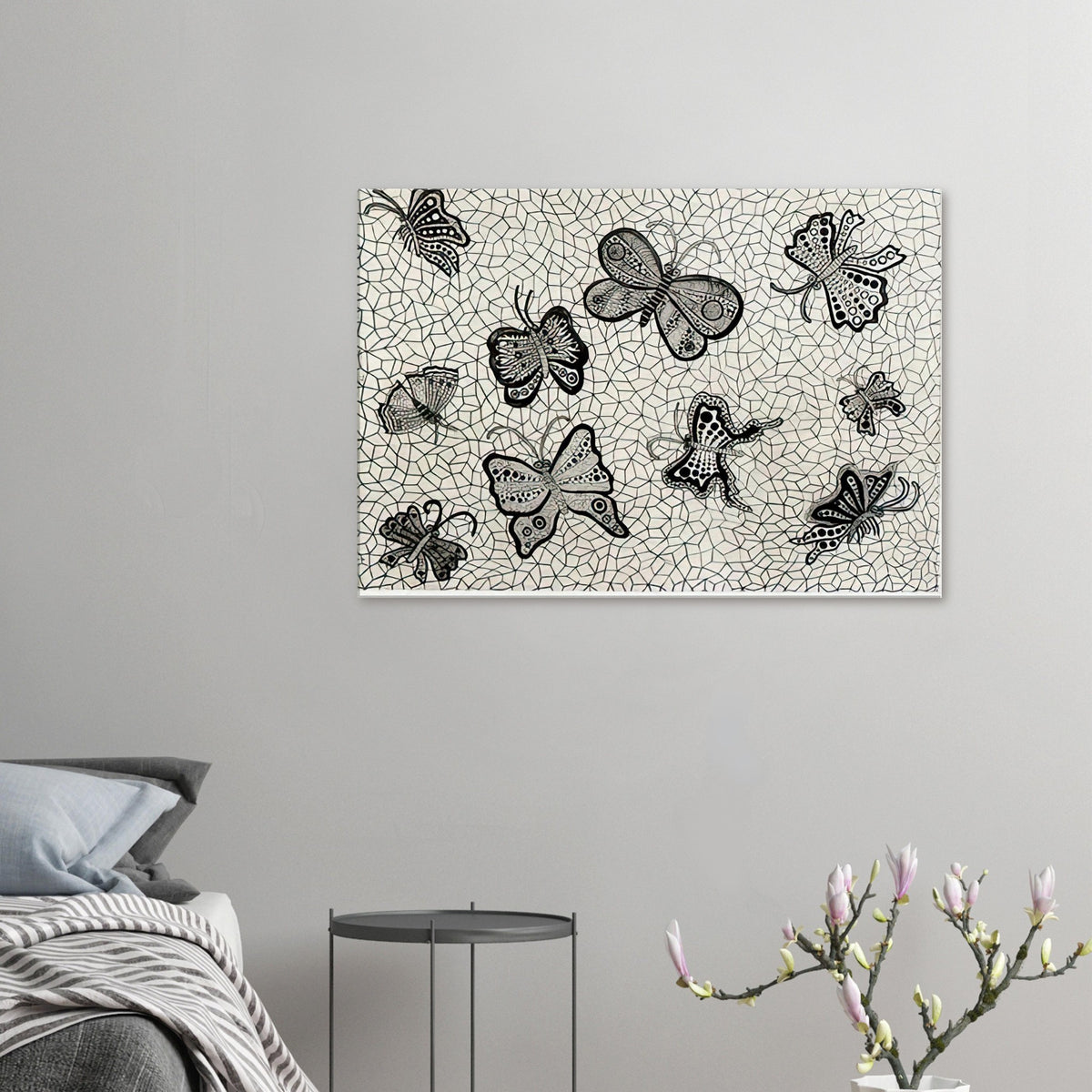 Yayoi Kusama canvas print — Butterflies draws on the delicate symmetry and movement of a familiar insect, a recurring subject in Kusama’s printmaking