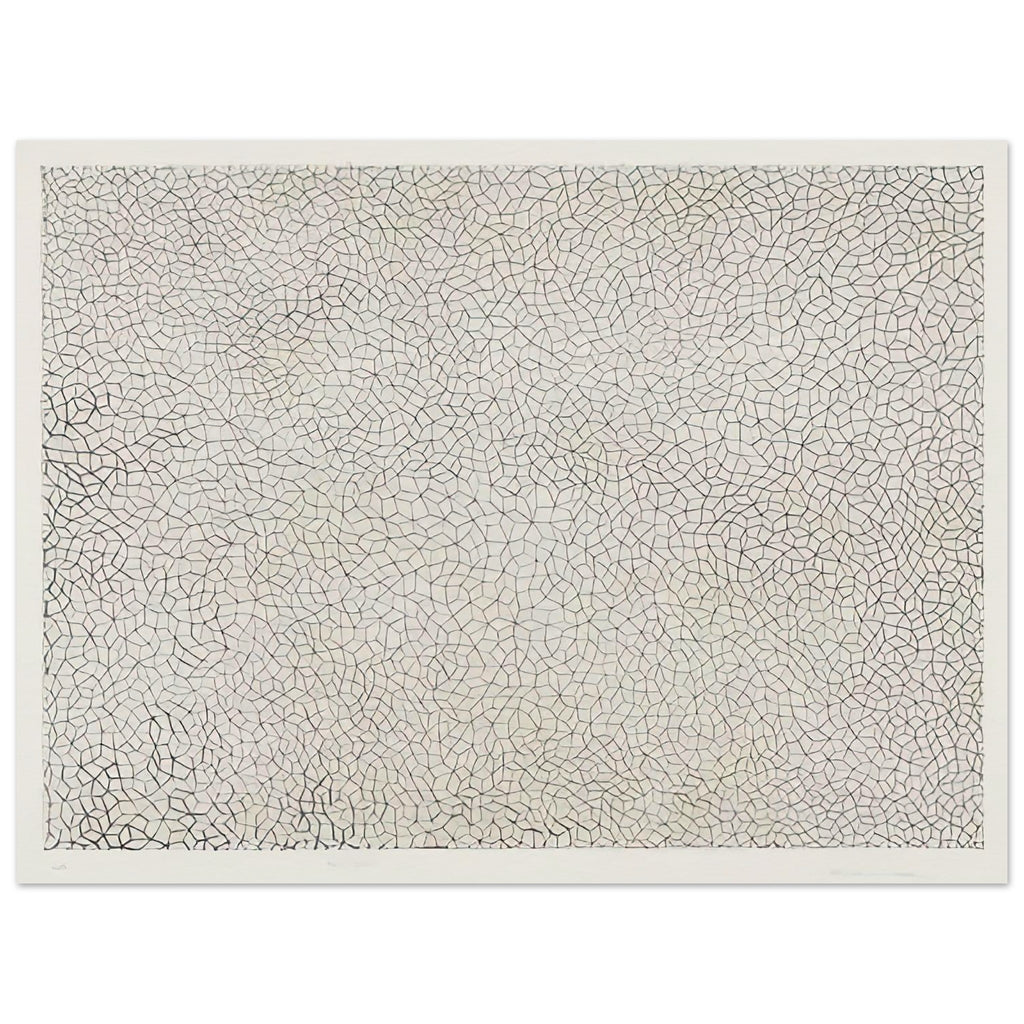 Yayoi Kusama poster — Infinity Nets (Image 3) explores Kusama’s Infinity Net as a field built from countless repeated marks, 15x20 cm / 6x8″