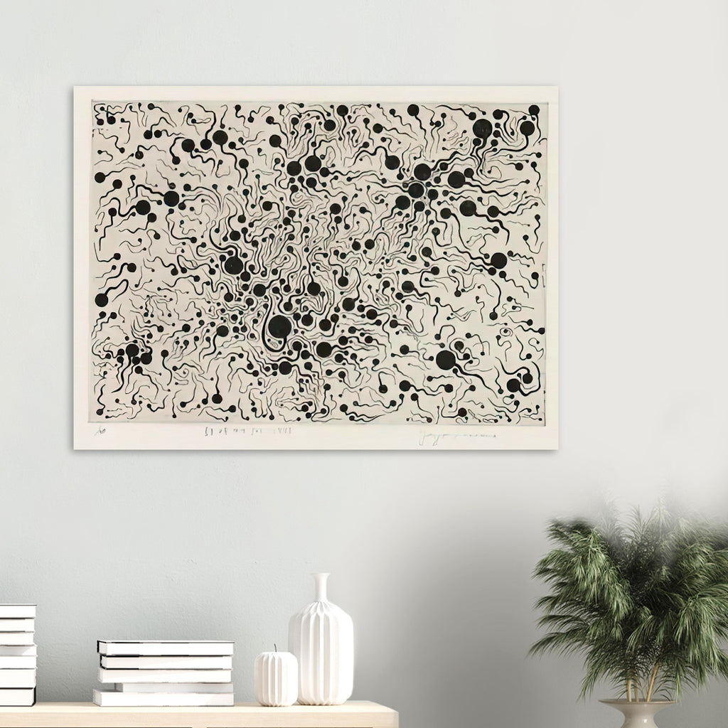 Yayoi Kusama poster — River at Sunrise brings a moment of natural transition into Kusama’s printmaking imagery