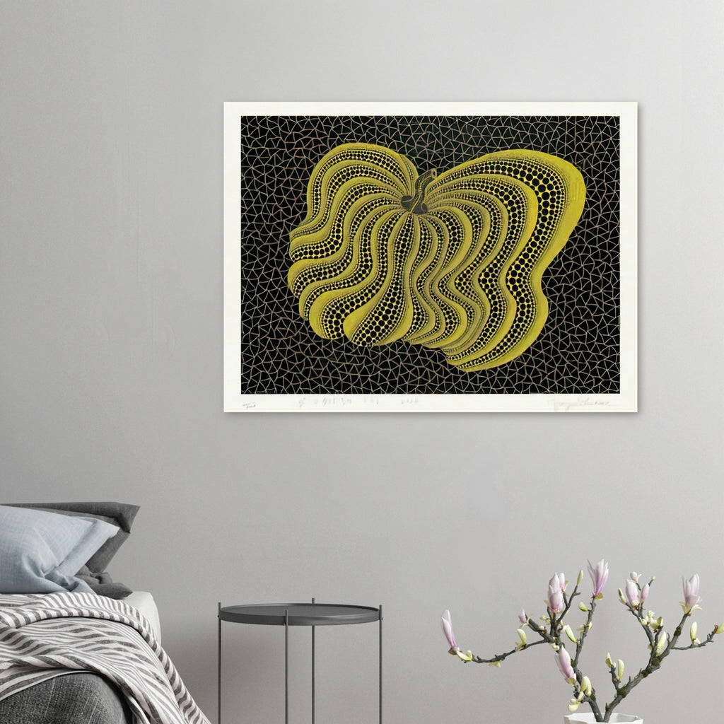Yayoi Kusama poster — Dancing Pumpkin (YBL) [Kusama 320] presents the gourd as a figure in motion