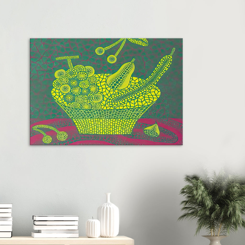 Yayoi Kusama canvas print — Fruit Basket (4) by Yayoi Kusama explores one of the artist’s recurring subjects: the abundance of ordinary fruit