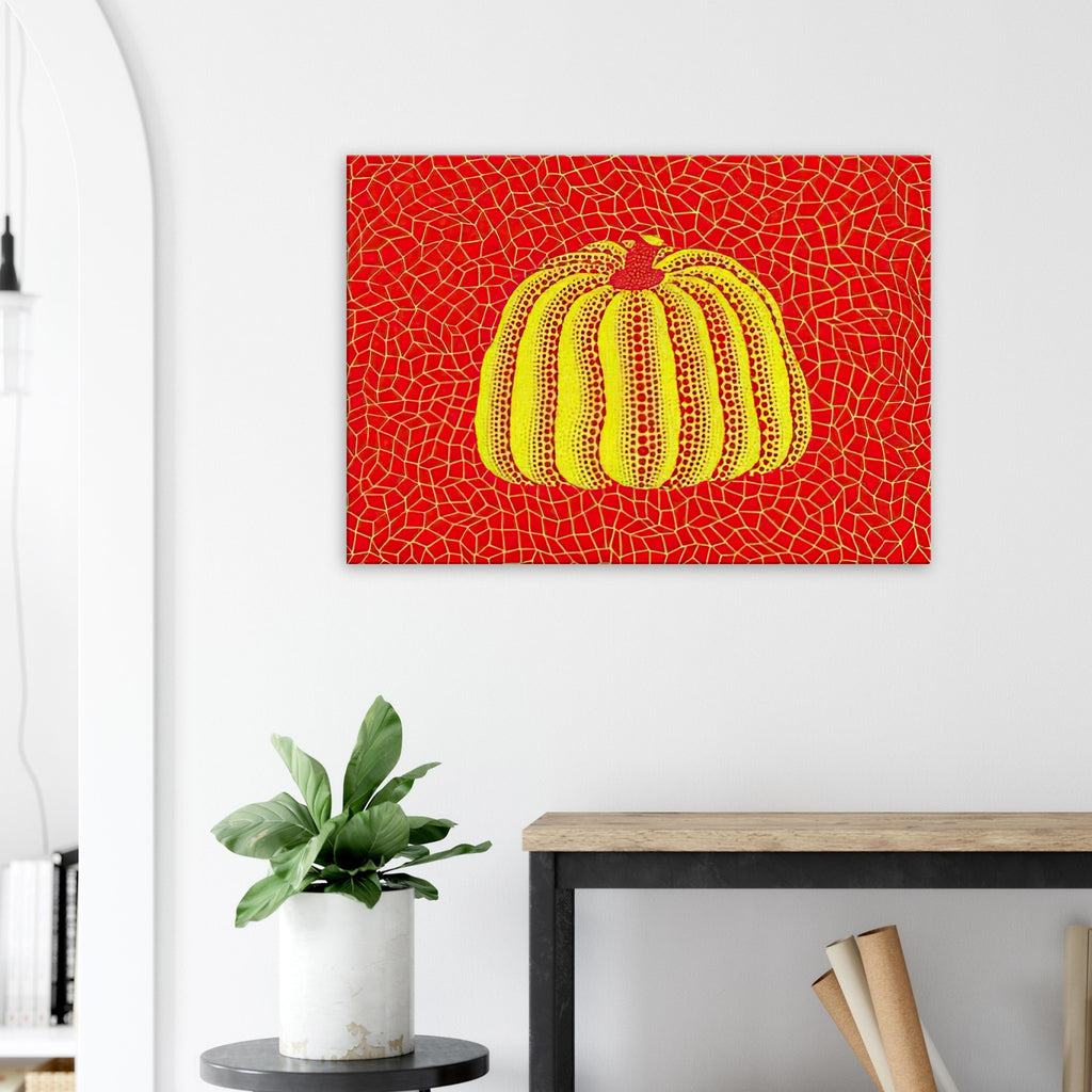 Yayoi Kusama canvas print — Pumpkin Orange presents Kusama’s familiar pumpkin through an explicitly orange variation