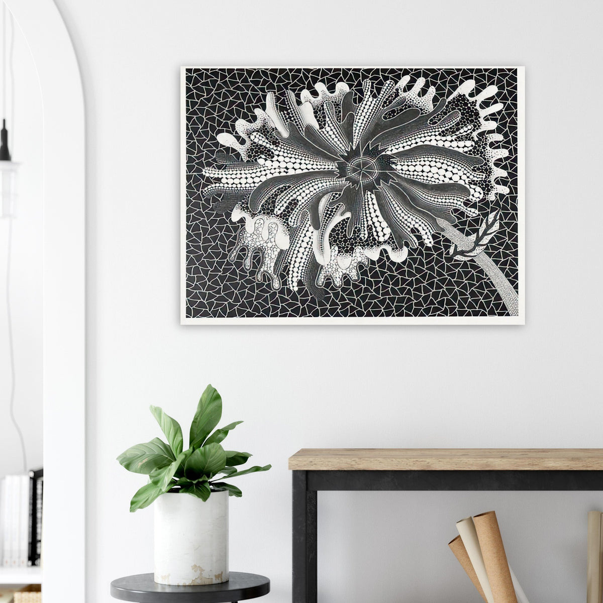 Yayoi Kusama poster — Flower (XL) treats a single flowering motif as a complete visual world