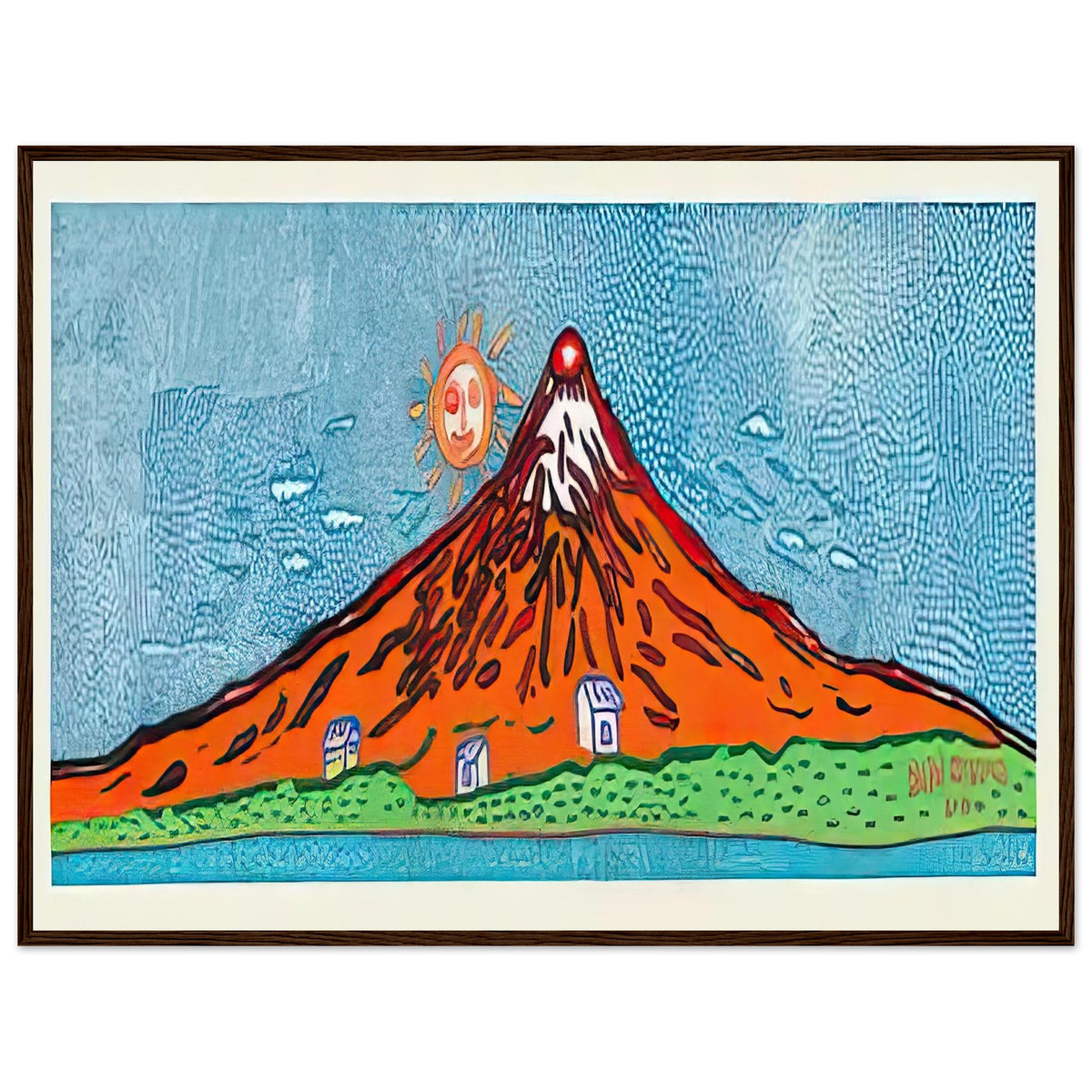 Yayoi Kusama framed print — Mt, dark wood frame, 60x80 cm / 24x32″
