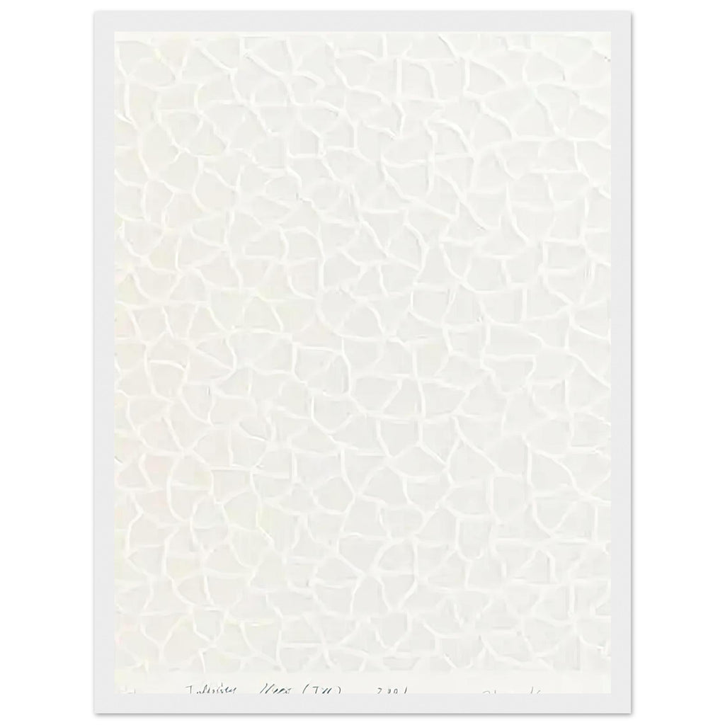 Yayoi Kusama framed print — The letter code TW identifies a specific Infinity Nets work, white frame, 30x40 cm / 12x16″