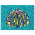 Yayoi Kusama poster — Pumpkin (OG) [Kusama 156] revisits Kusama’s best-known vegetable through the relationship between its distinctive form and repeating ornament, 15x20 cm / 6x8″