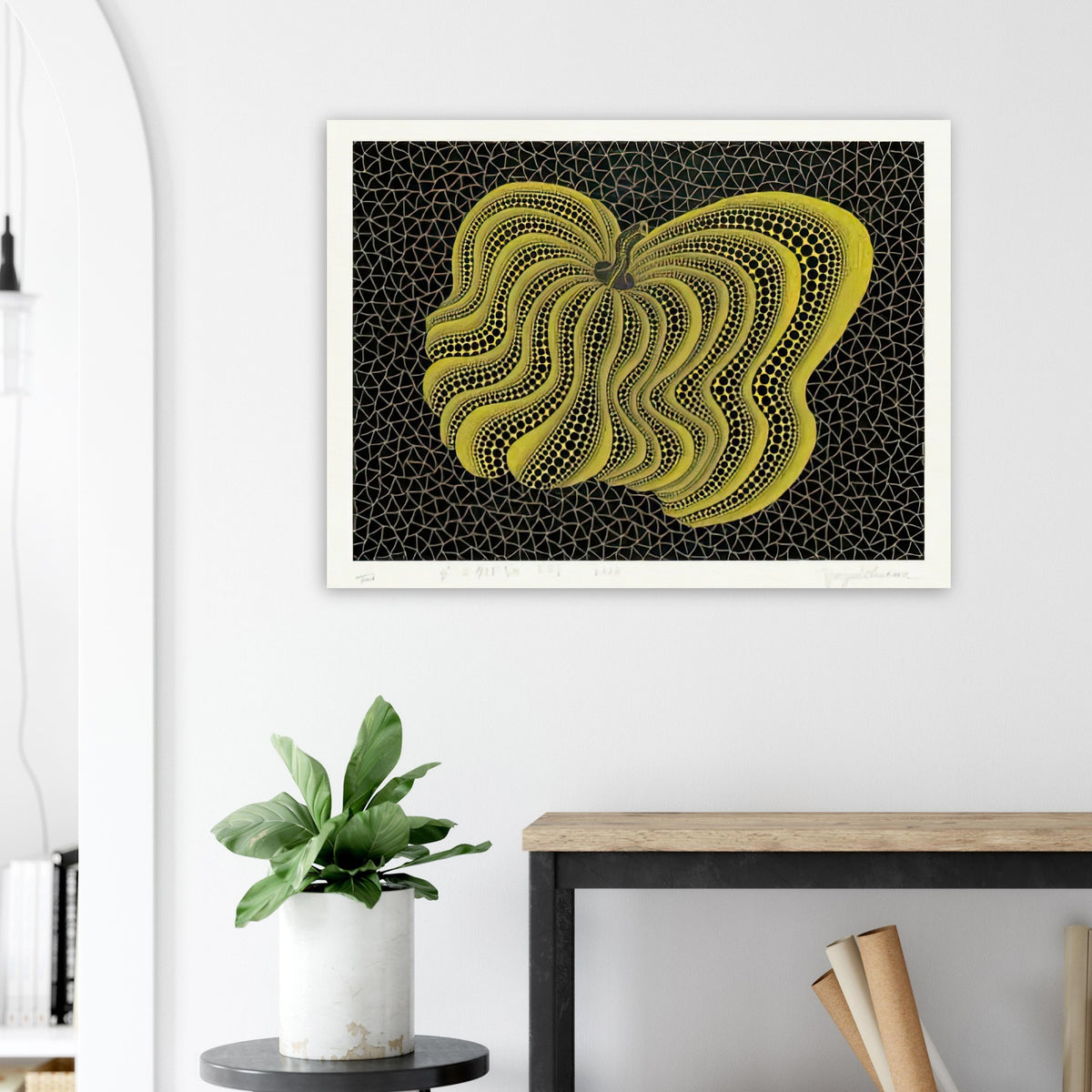 Yayoi Kusama poster — Dancing Pumpkin (YBL) [Kusama 320] presents the gourd as a figure in motion