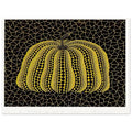 Yayoi Kusama poster — Pumpkin (YB-B) [Kusama 327] revisits Kusama’s best-known vegetable through the relationship between its distinctive form and repeating ornament, 15x20 cm / 6x8″