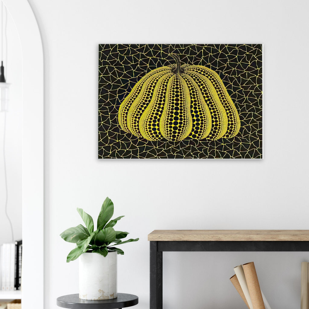 Yayoi Kusama canvas print — Pumpkin (YB-D) is one precisely named variation on Yayoi Kusama’s iconic pumpkin theme