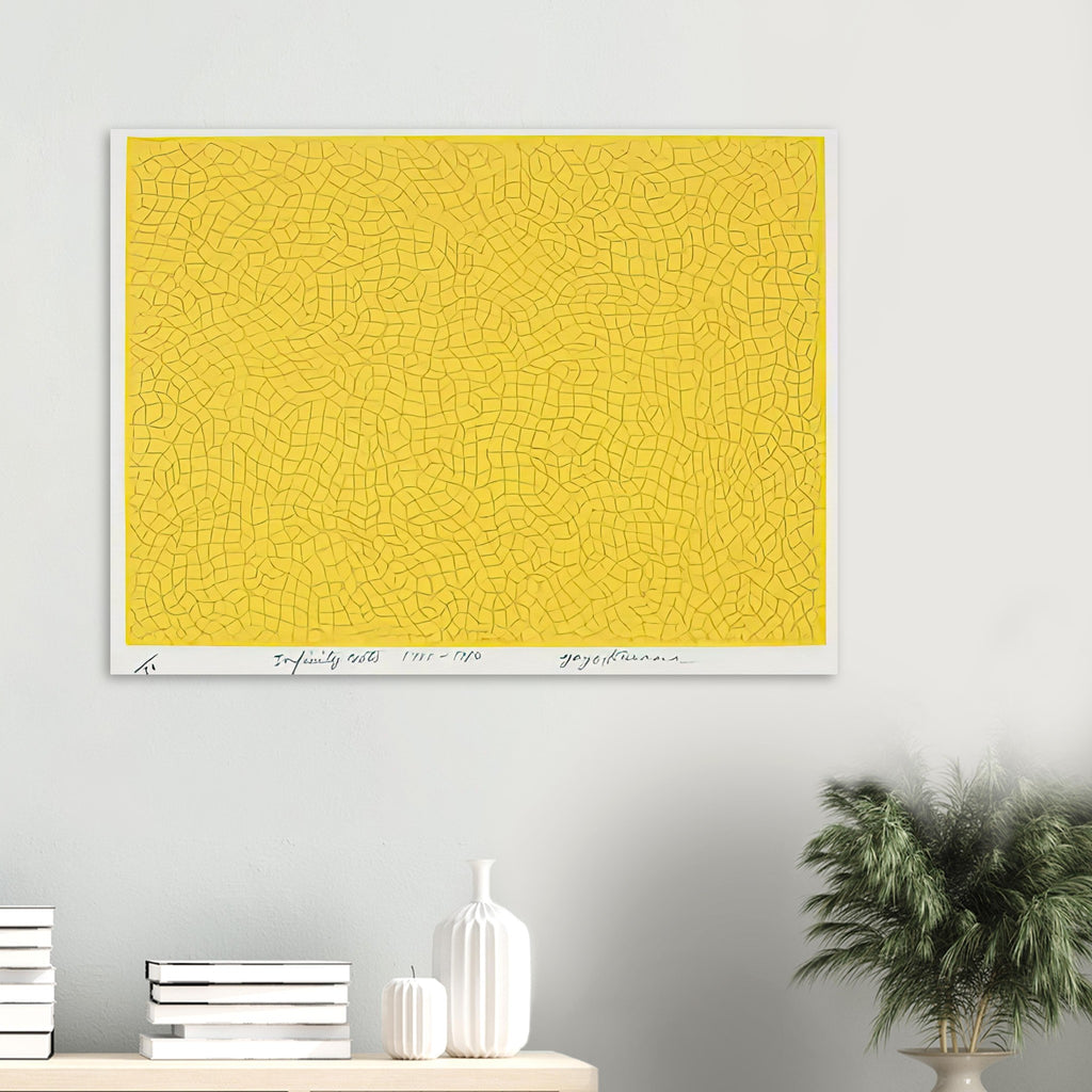 Yayoi Kusama poster — Infinity Nets (Image 6) explores Kusama’s Infinity Net as a field built from countless repeated marks
