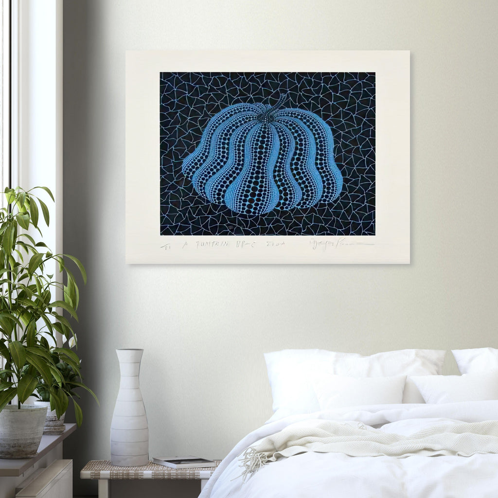 Yayoi Kusama poster — Pumpkin (BB-C) [Kusama 330] revisits Kusama’s best-known vegetable through the relationship between its distinctive form and repeating ornament