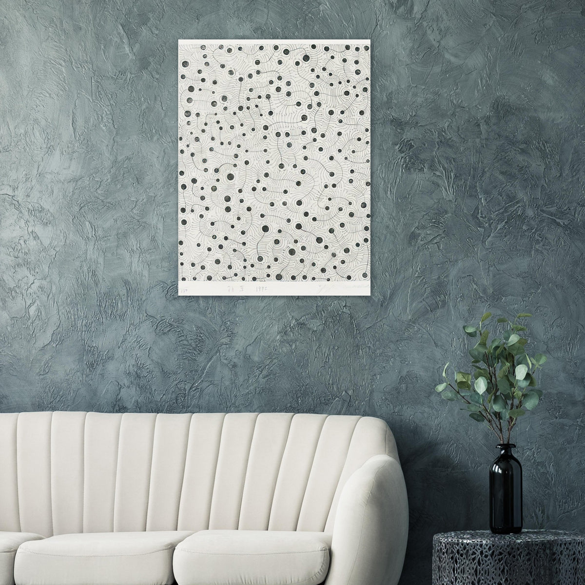 Yayoi Kusama poster — Plants that grow without invitation become the protagonists of Weeds