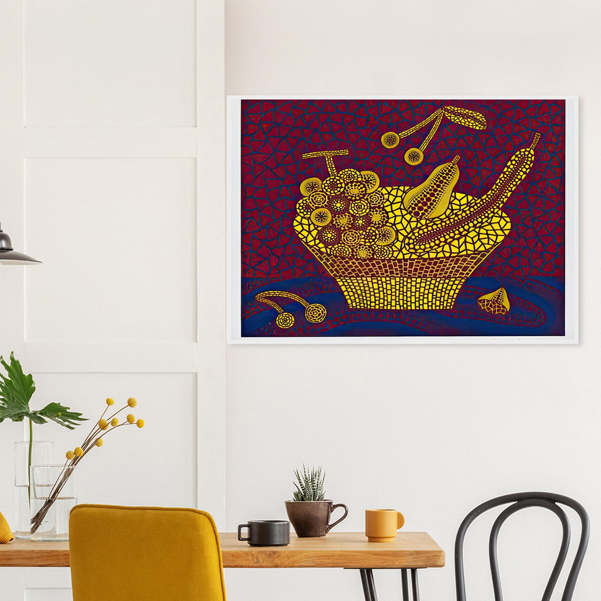 Yayoi Kusama framed print — Fruit Basket (2) by Yayoi Kusama explores one of the artist’s recurring subjects: the abundance of ordinary fruit