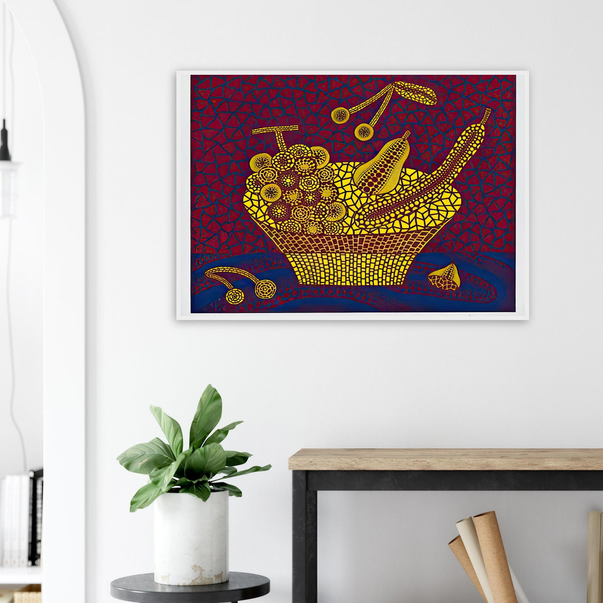 Yayoi Kusama framed print — Fruit Basket (2) by Yayoi Kusama explores one of the artist’s recurring subjects: the abundance of ordinary fruit