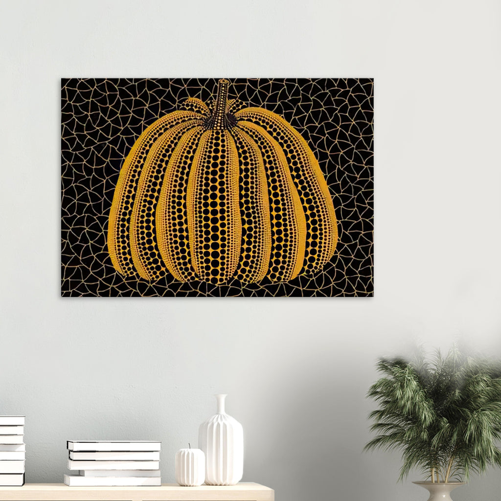 Yayoi Kusama canvas print — Pumpkin (YY) [Kusama 231] revisits Kusama’s best-known vegetable through the relationship between its distinctive form and repeating ornament