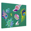 Yayoi Kusama canvas print — Shells draws attention to small natural objects whose curved structures and repeating ridges are already pattern-like, 45x60 cm / 18x24″