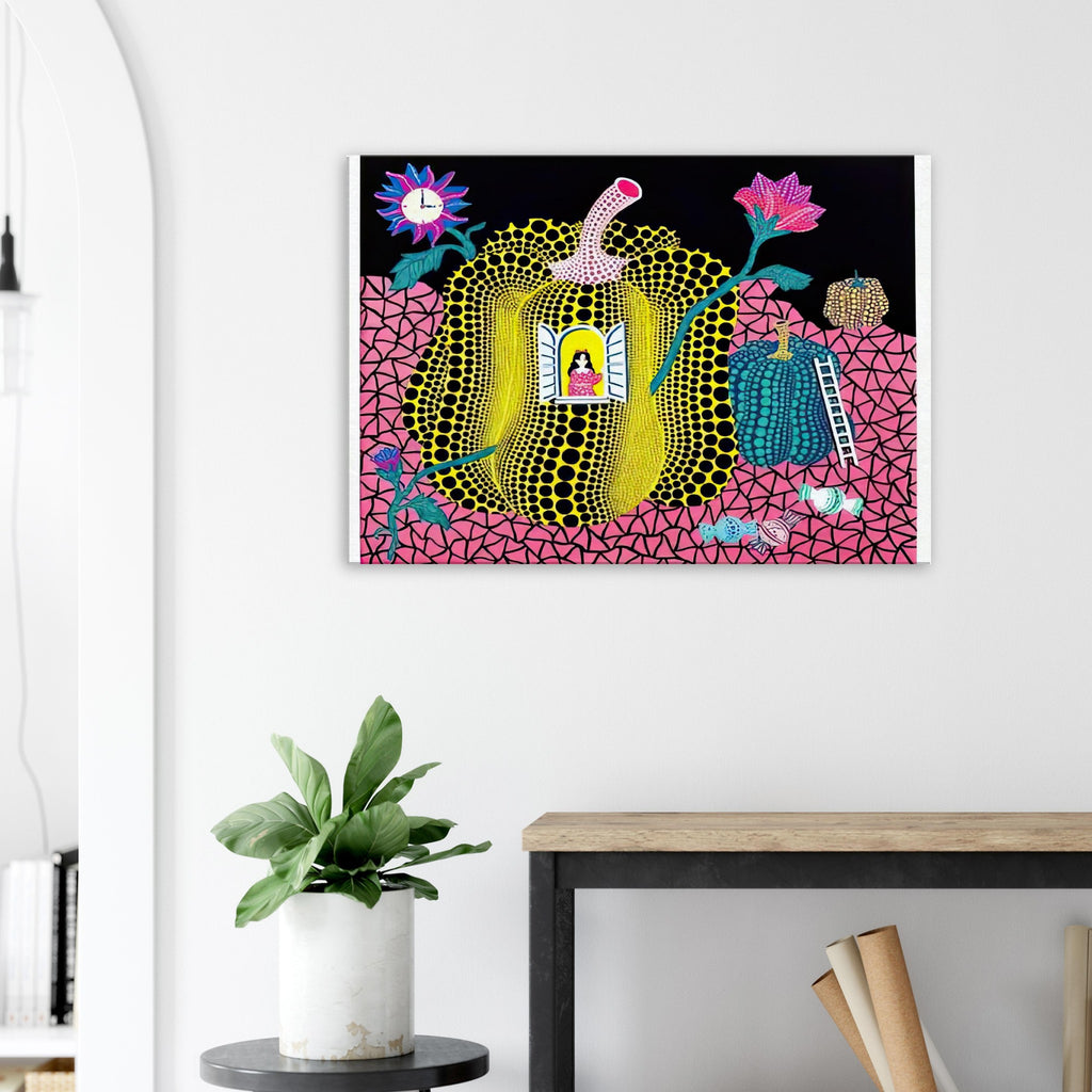 Yayoi Kusama canvas print — Hello (Image 1) is presented here as a poster based on Yayoi Kusama’s artwork