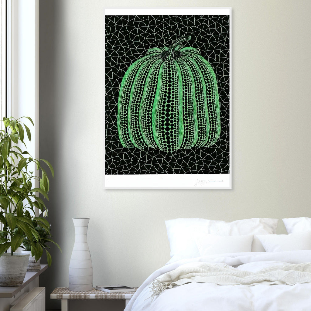 Yayoi Kusama framed print — In Pumpkin (GT) , the familiar pumpkin silhouette becomes a framework for Kusama’s pattern language