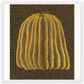Yayoi Kusama framed print — Pumpkin (Yellow T, Kusama 147) belongs to the yellow pumpkin family that has become central to Kusama’s international image, white frame, 30x30 cm / 12x12″