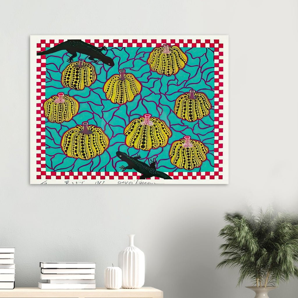 Yayoi Kusama poster — Black Lizards introduces a less familiar animal motif into Kusama’s vocabulary of living creatures and repeating patterns