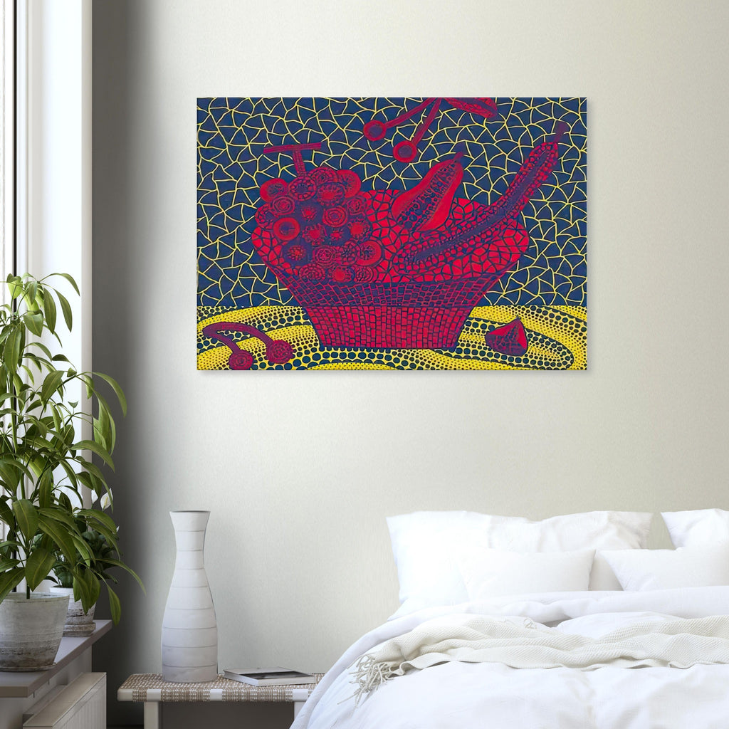 Yayoi Kusama canvas print — Fruit Basket (5) by Yayoi Kusama explores one of the artist’s recurring subjects: the abundance of ordinary fruit